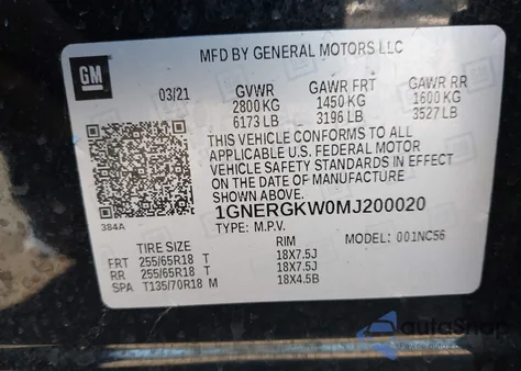 2021 Chevrolet Traverse Fwd Lt Cloth z USA, uszkodzony, nr VIN 1GNERGKW0MJ200020